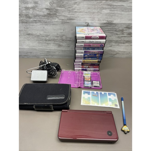 Nintendo Other - Nintendo DSi XL Burgundy Maroon Wine Red No Stylus (UTL-001) With 15 Games